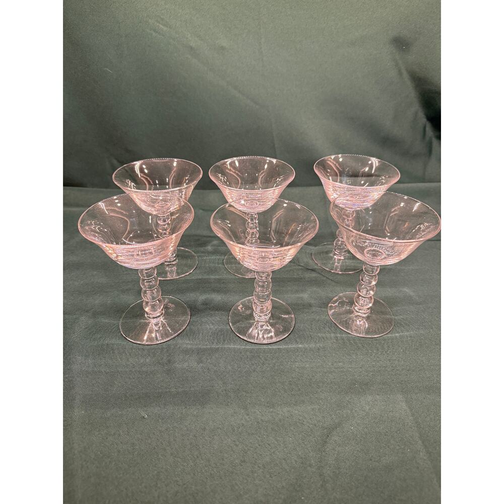 Imperial Candlewick Clear Champagne Coupe Glasses Set Of 6 Vintage Cocktail